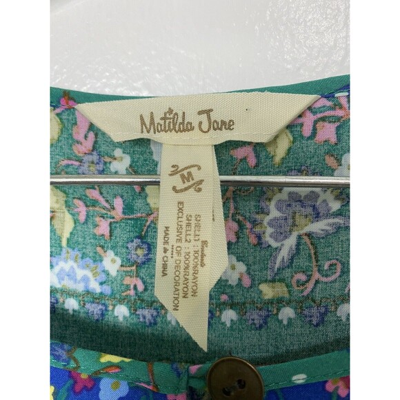 Matilda Jane Womens Top Size M Evergreen Boho Floral Long Sleeves Keyhole Front - Picture 6 of 14